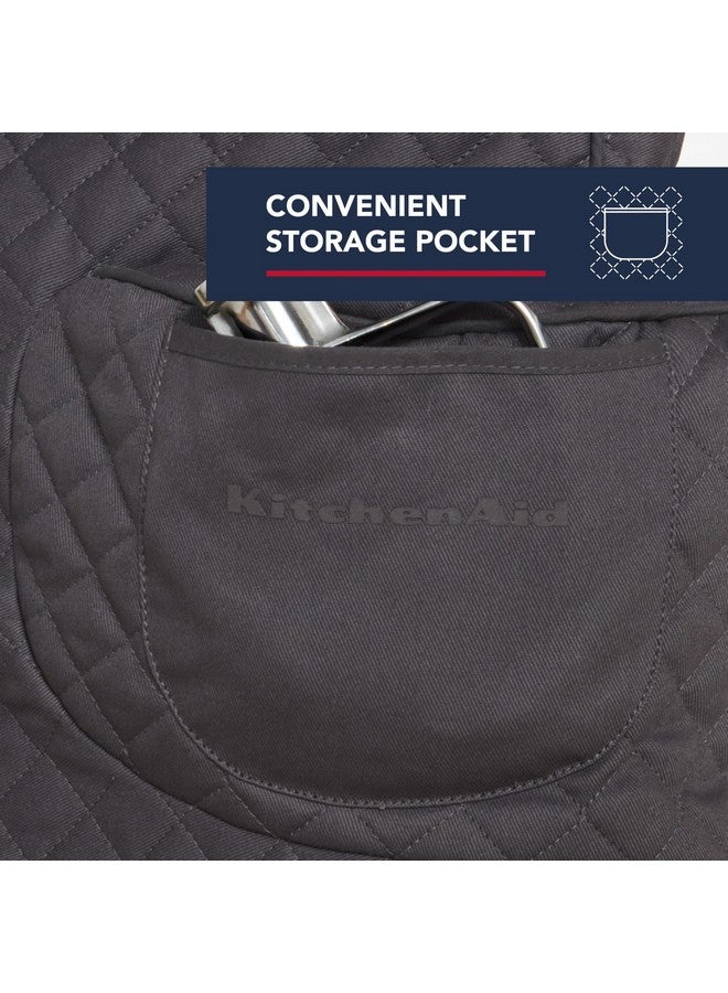 KitchenAid KITCHENAID Fitted Tilt-Head Stand Mixer Cover with Storage Pocket, Quilted 100% Cotton,14.4"x18"x10", Charcoal Grey  - Image 4