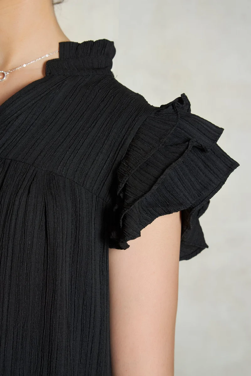 فيرجيو Crinkle Texture Daywear Ruffled Sleeve Dresses for Women