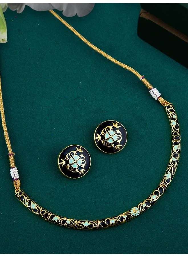 VOYLLA Tahira Bird and Floral Motifs Necklace Set