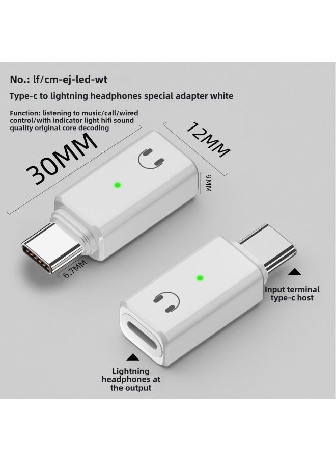 Suitable For IPhone15 Mobile Phone Audio Adapter Lightning To Type-c Conversion Headphone Adapter-Interface Form:C Male To Apple Earphones Special White  - Image 1