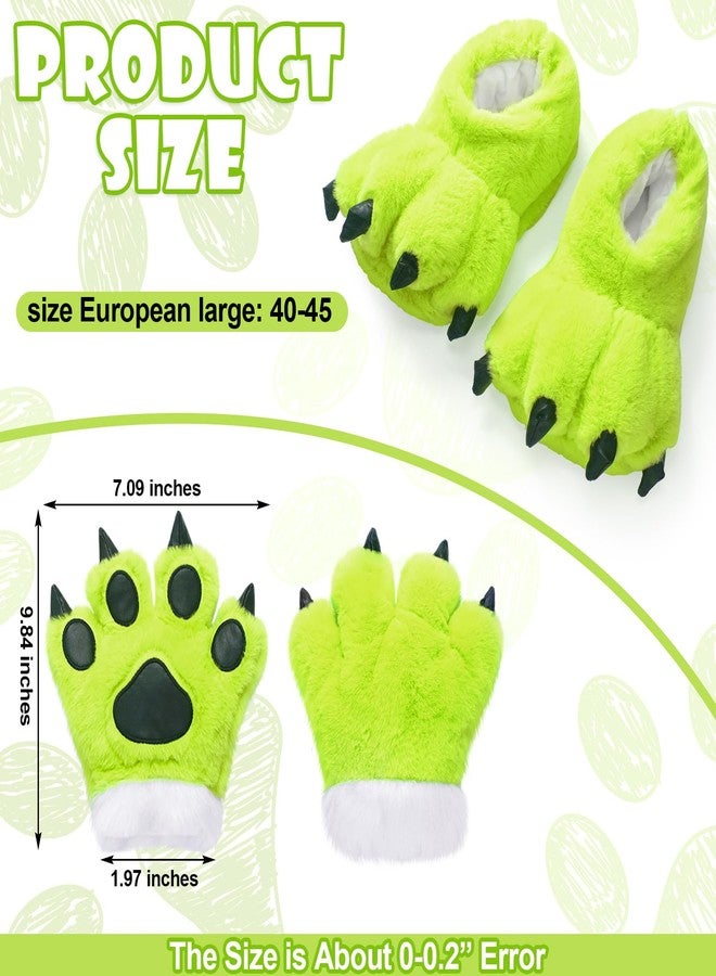 Skicuff شباشب سكيكوف فرو الوحش مع قفازات مخالب ناعمة مخملية للبالغين في فصل الشتاء، مناسبة لحفلات الهالوين التنكرية (أخضر) - Image 2