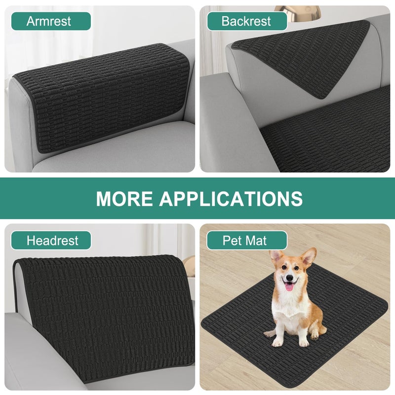 Foxdecor Couch Arm Covers Sofa Arm Covers  Arm Chair Covers Set of 2  Non-Slip Chair Arm Covers  Arm Rest Cover for Sofa  Armchair Slipcovers Couch Protector (Black 30x30 inch) - Image 4