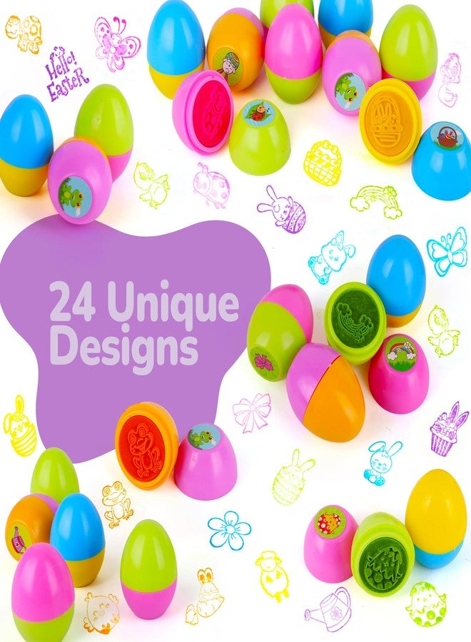 ArtCreativity طوابع بيض عيد الفصح من آرت كرييتيفيتي - مجموعة من 24 - طوابع صغيرة ذات حبر ذاتي للأطفال في لعبة البحث عن بيض عيد الفصح - ألعاب حرف يدوية لعيد الفصح في الفصل بألوان زاهية - هدايا سلة عيد الفصح ومواد حفلات - Image 5