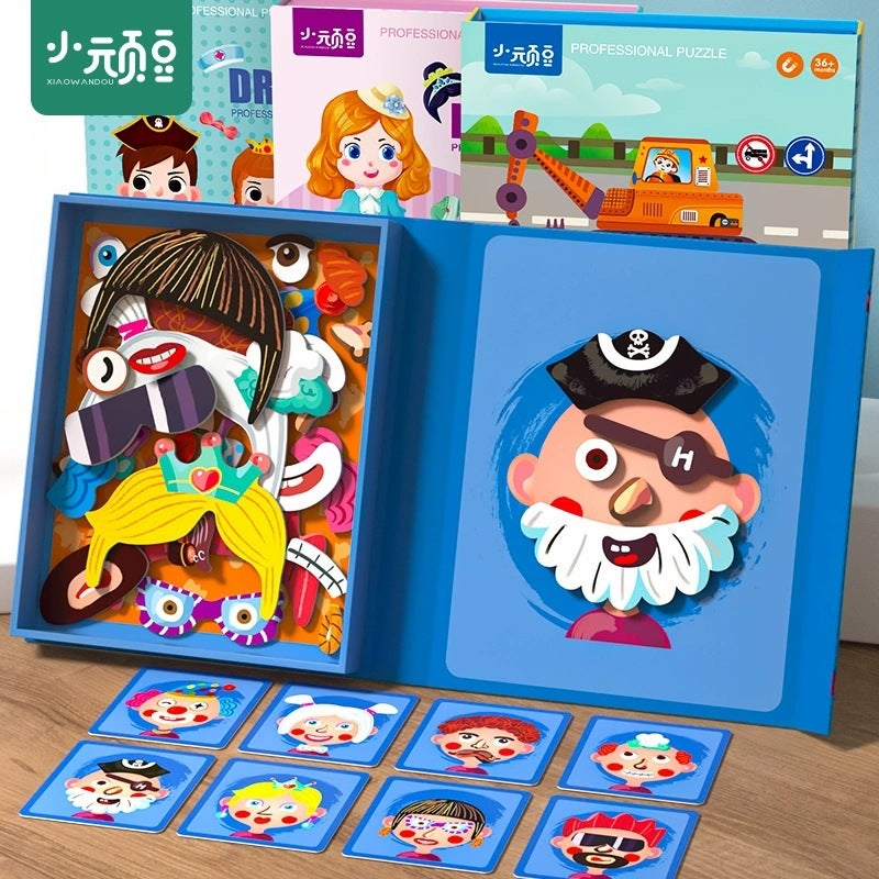 Children'S Puzzle Magnetic Puzzle 3 To 6 Years Old Change Magnetic Stickers 2 Boys 4 Girls Pingtu Early Childhood Baby Toys - Image 2