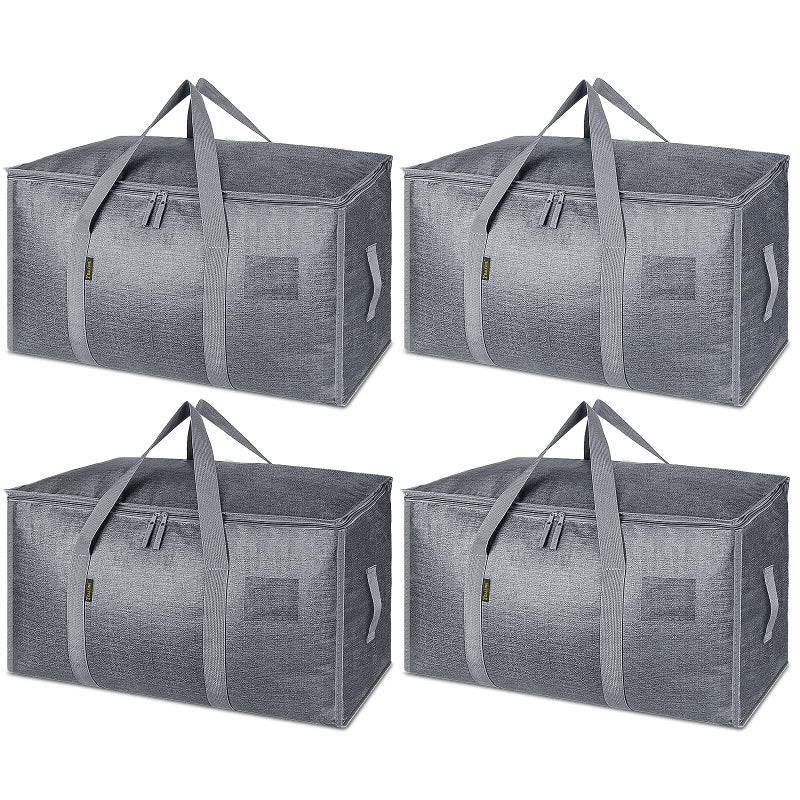 BALEINE 4Pack Oversized Moving Bags with Reinforced Handles HeavyDuty Storage Tote for Clothes Moving Supplies Winter Grey 4Pack