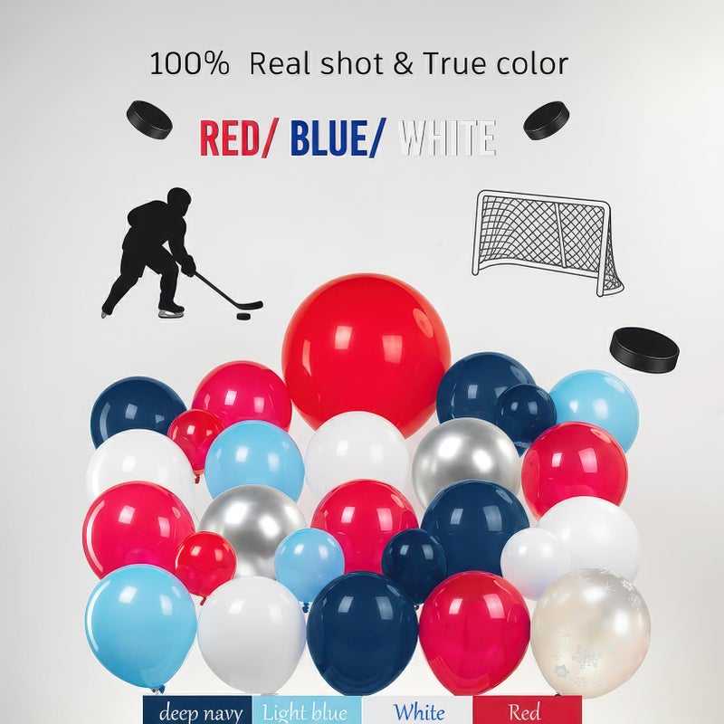 kozee Hockey Birthday Party Decorations & with Red White Blue balloon arch & Snowflake printed Exploding stars Foil balloons for Kids Fans Boys Game Time Winter sports Themed Party Decor Supplies - Image 4