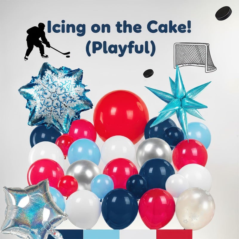 kozee Hockey Birthday Party Decorations & with Red White Blue balloon arch & Snowflake printed Exploding stars Foil balloons for Kids Fans Boys Game Time Winter sports Themed Party Decor Supplies - Image 5