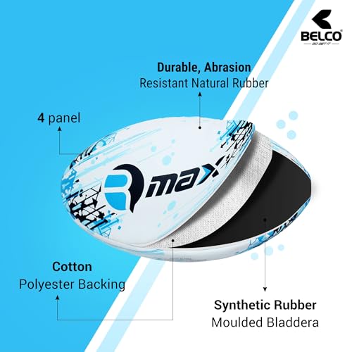 Belco Sports RUGSTAR Blue 3Ply Synthetic Rubber Top Grade Rugby Ball Size 5 - Image 3