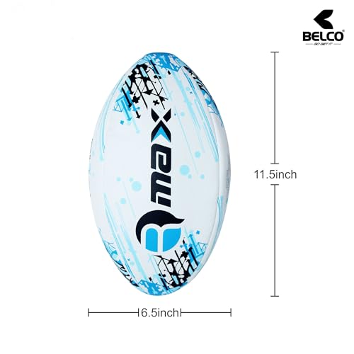 Belco Sports RUGSTAR Blue 3Ply Synthetic Rubber Top Grade Rugby Ball Size 5 - Image 5