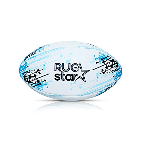 Belco Sports RUGSTAR Blue 3Ply Synthetic Rubber Top Grade Rugby Ball Size 5 - Image 1