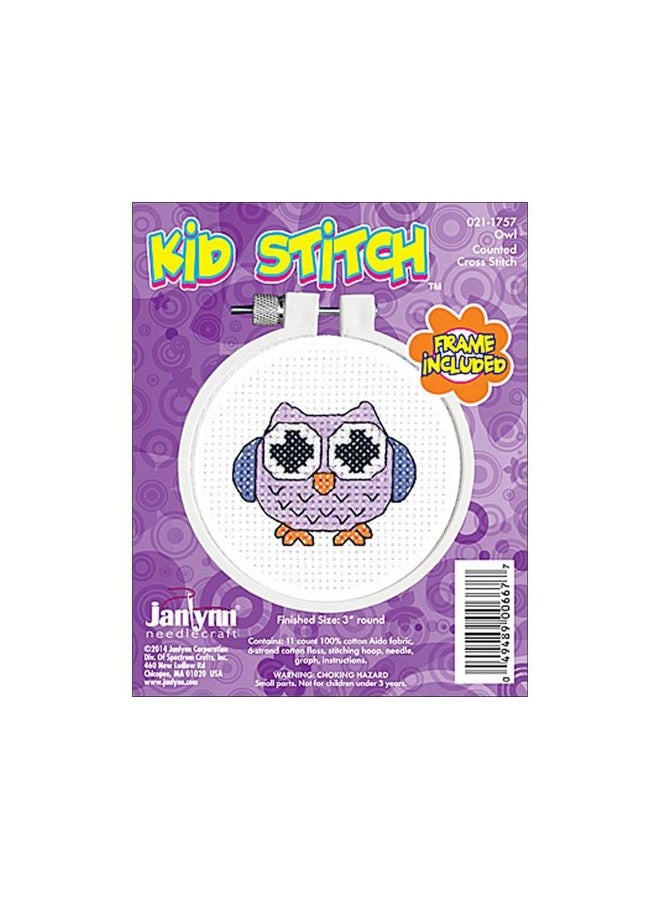 Janlynn Kid Stitch 11 Count Owl Mini Counted Cross Stitch Kit, 3-Inch - Image 3