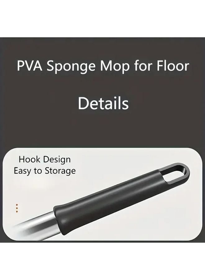 Grey Self Squeeze Sponge Mop With Wringer 48 Inch Stainless Steel Handle For Home Commercial Use - Image 5