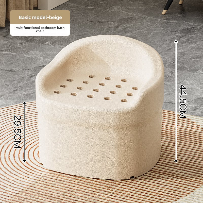 Bathing Chair: Beige Base Anti-Slip Design - EPP Material Comfortable Bathing Seat for Elderly and Pregnant Women in Bathroom - Image 1