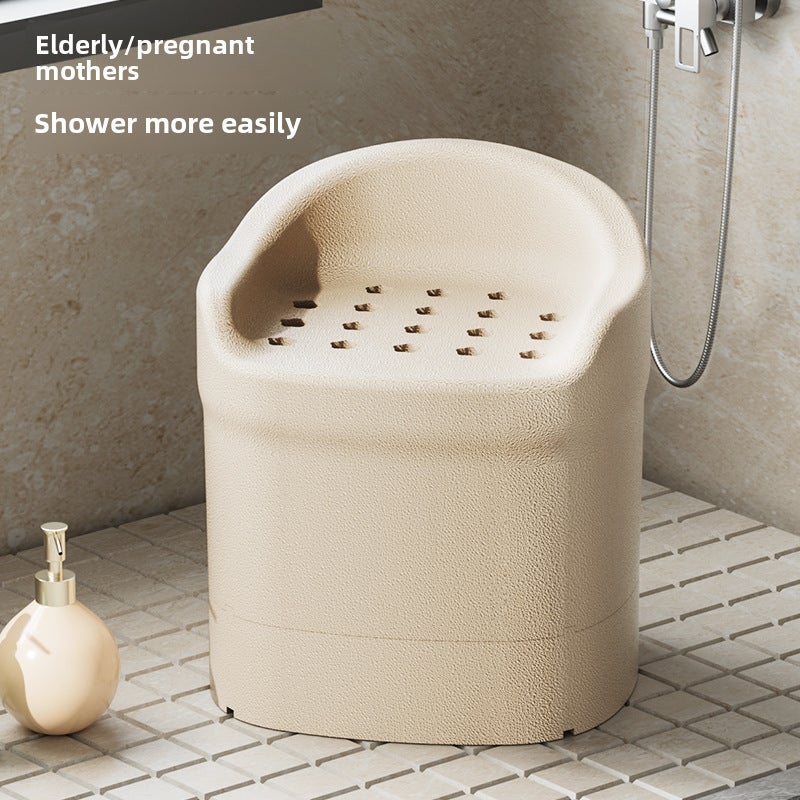 Bathing Chair: Beige Base Anti-Slip Design - EPP Material Comfortable Bathing Seat for Elderly and Pregnant Women in Bathroom - Image 2