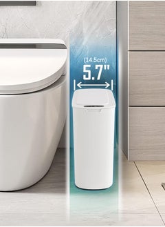 Bukela Automatic Motion Sensor Bathroom Trash Can with Lid, 10 Liter Touchless Trash Bin, Smart Plastic Slim Garbage Can Small White Wastebasket for Toilet, Office, rv, Bedroom, Living Room  - Image 2