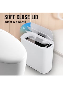 Bukela Automatic Motion Sensor Bathroom Trash Can with Lid, 10 Liter Touchless Trash Bin, Smart Plastic Slim Garbage Can Small White Wastebasket for Toilet, Office, rv, Bedroom, Living Room  - Image 5