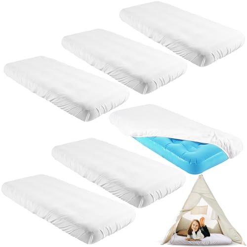 Breling Kids Air Mattress Fitted Sheets Compatible with Intex Cozy Kidz (Sheet Only) Toddler Inflatable Mattress Sheets for Kids Sleepover Party Travel Camping Airbed(White,6 Pcs) - Image 1