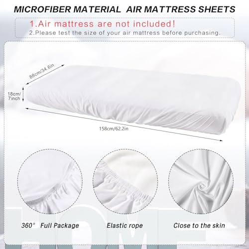 Breling Kids Air Mattress Fitted Sheets Compatible with Intex Cozy Kidz (Sheet Only) Toddler Inflatable Mattress Sheets for Kids Sleepover Party Travel Camping Airbed(White,6 Pcs) - Image 2
