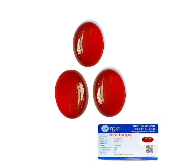 SAINTIMO ® 3Pcs 7.25 Ratti Onyx Yamani Aqeeq/Red haqiq Stone Yamni Aqeeq Stone/Hakik Real Stones/Certified Natural Gemstone - Image 1
