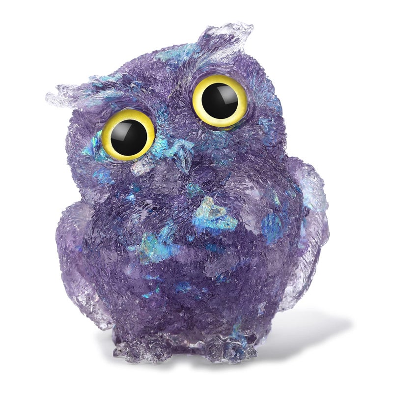 Reyife HandCarved Natural Crystal Owl Statue Reiki Healing Gemstone Animal Figurines Home Office Car Decoration The Best Gifts 24 inches