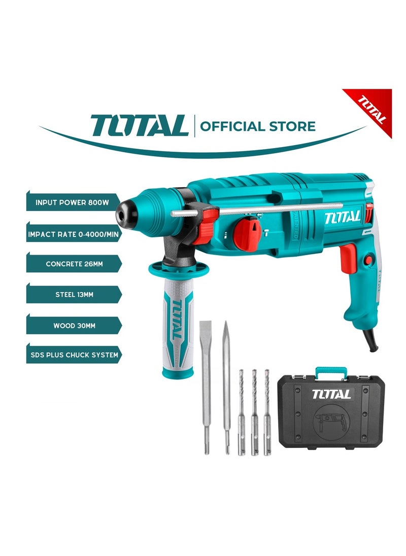 TOTAL Drill Rotary Hammer SDS Plus 800W TH308268