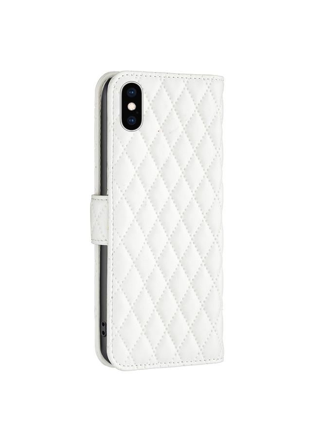 S-TOP Case For iPhone XS Diamond Lattice Wallet Leather Flip Phone Case - Image 3