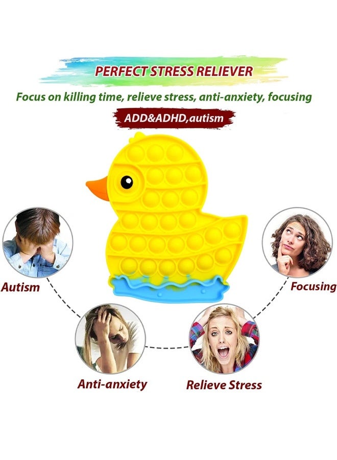 Pop Fidget Sensory Toy, Poppet Fidget Toys for Kids Adult, Popper Autism Special Needs Stress Reliever Silicone Anxiety Reliever Toy, Bubble Sensory Toy Christmas Birthday Gifts, Yellow Duck - Image 5