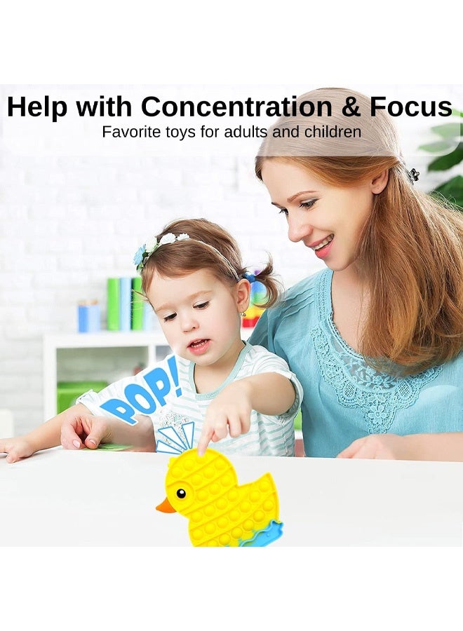 Pop Fidget Sensory Toy, Poppet Fidget Toys for Kids Adult, Popper Autism Special Needs Stress Reliever Silicone Anxiety Reliever Toy, Bubble Sensory Toy Christmas Birthday Gifts, Yellow Duck - Image 3