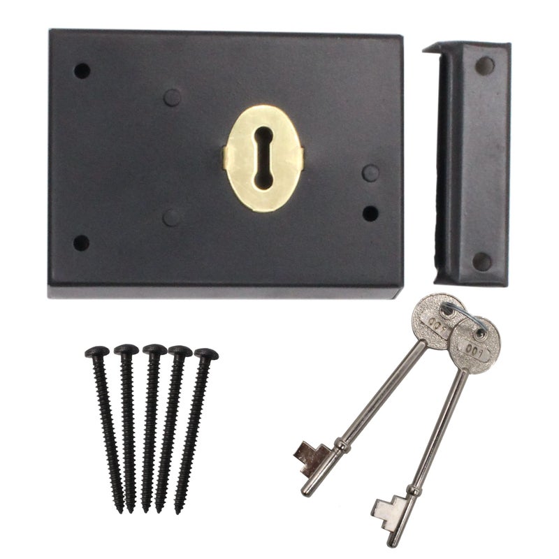 EAI Rim Deadlock Surface Mounted Lock 106 x 83mm Black - Image 1