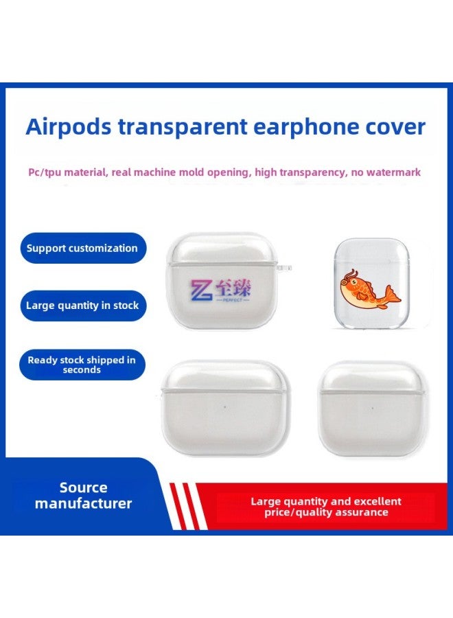 Tpu Transparent Earphone Set Material For Apple Bluetooth Headset Pro2 Generation Airpods Bluetooth Headset Protective Cover-Color:Tpu Soft Shell + Pearlescent Bag + Nylon Rope-Applicable Model:Airpods 4 (with Ear Hooks) Sixth Generation