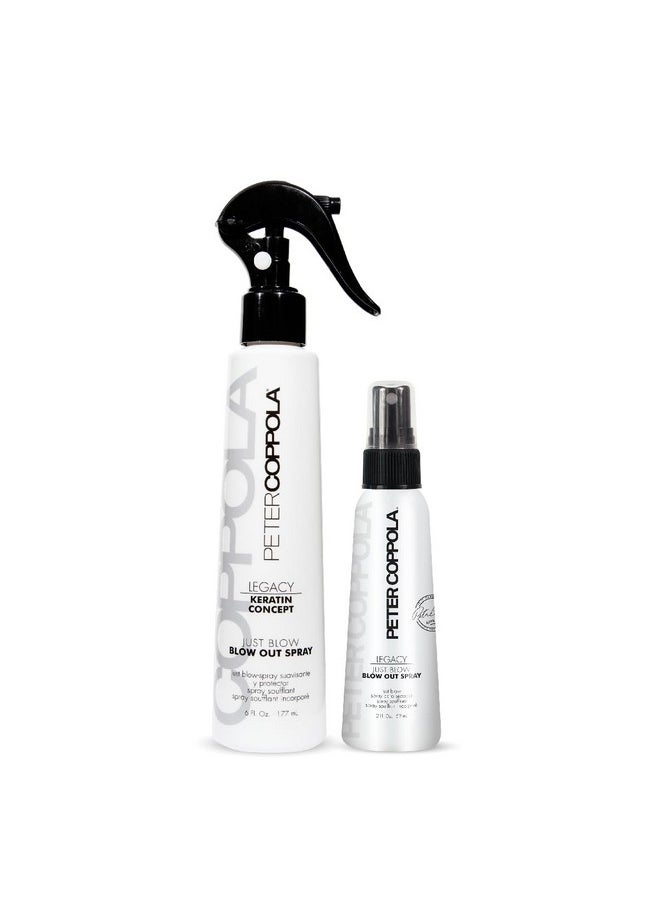 Peter Coppola Just Blow - Blow Dry Spray - 6 Oz And 2 Oz Travel Size - Heat Protectant Spray For Hair - Reduces Blow Dry Time, Smoothes And Straightens All Hair Types - Conditions And Adds Shine  - Image 1