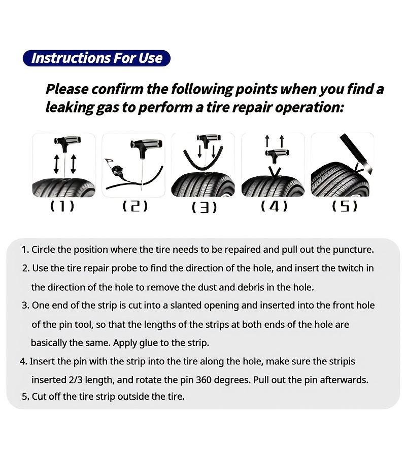 Car Tire Repair Kit Puncture Plug Tool Inflation Nozzle A 0001 - Image 5