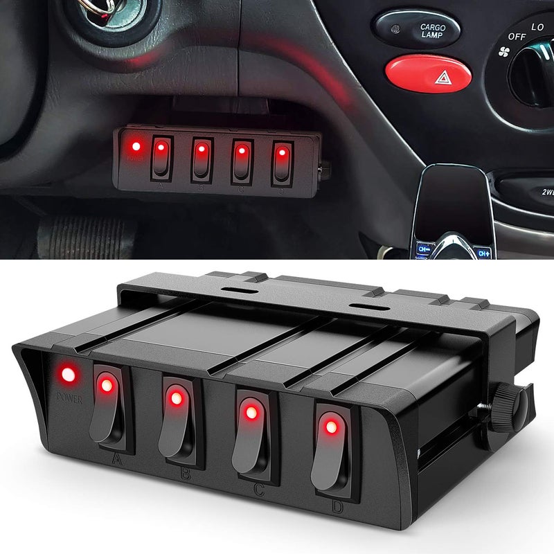 Nilight Nilight 4 Gang Rocker Switch Box SPST Toggle Switch Panel 12V 24V 20A Switch Panel 40Amp Max for Automotive Cars Vehicles Boats RVs Campers SUVs,2 Years Warranty  - Image 1