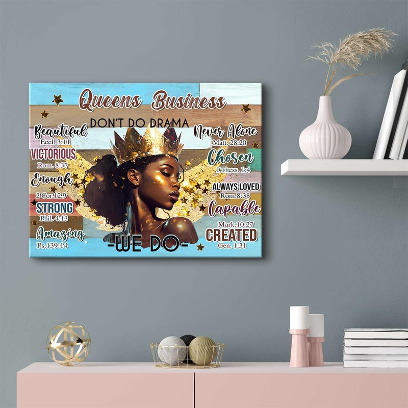 YOOOAHU African Wall Art Black Girls Wall Decor Canvas Prints Bedroom Picture Vintage American Women with Inspirational Motivational Quotes Poster Queen Painting Teens Bathroom Artwork Home Decorations 12×16" - Image 2