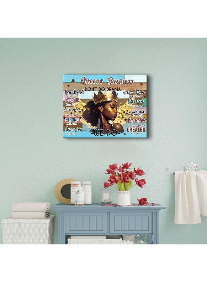 YOOOAHU African Wall Art Black Girls Wall Decor Canvas Prints Bedroom Picture Vintage American Women with Inspirational Motivational Quotes Poster Queen Painting Teens Bathroom Artwork Home Decorations 12×16" - Image 5