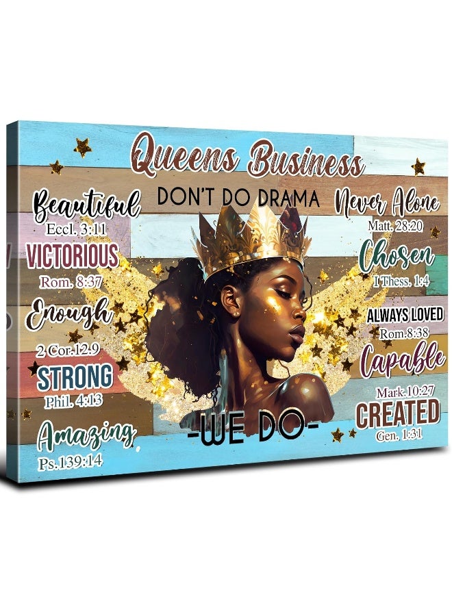 YOOOAHU African Wall Art Black Girls Wall Decor Canvas Prints Bedroom Picture Vintage American Women with Inspirational Motivational Quotes Poster Queen Painting Teens Bathroom Artwork Home Decorations 12×16" - Image 1