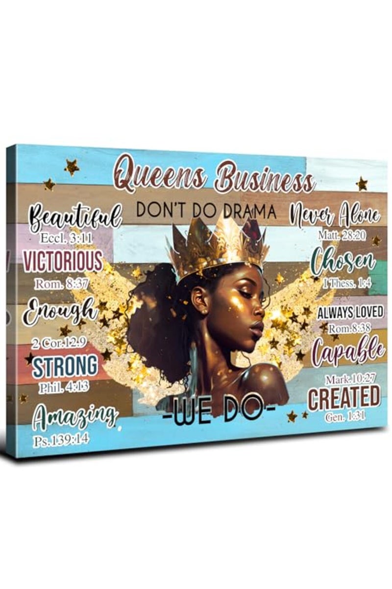 YOOOAHU African Wall Art Black Girls Wall Decor Canvas Prints Bedroom Picture Vintage American Women with Inspirational Motivational Quotes Poster Queen Painting Teens Bathroom Artwork Home Decorations 12×16" - Image 2