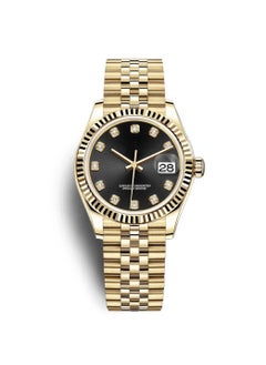 Gold bracelet with black dial