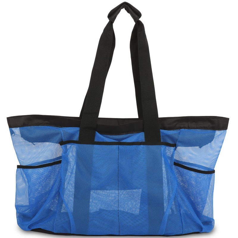 GOTDYA Extra Large Beach Bag, XL Mesh Tote with Zipper and Pockets Ideal for Your Family Lake/Cruise/Beach Vacation Essentials-Blue - Image 2