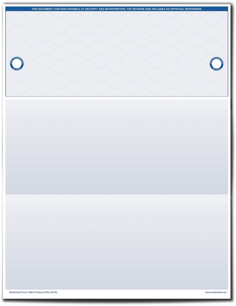 VersaCheck UV Secure Checks - 250 Blank Business Voucher Checks - Blue Elite - 250 Sheets Form #1000 - Check on Top - Image 2