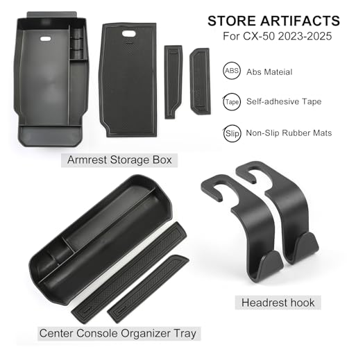 Birbenben 4PCS for Mazda CX50 and CX50 hybrid Center Console Organizer Tray Armrest Storage Box for Mazda CX50 CX 50 2025 2024 2023 Prime Insert Secondary Box Must Have Interior Trim Accessories - Image 3