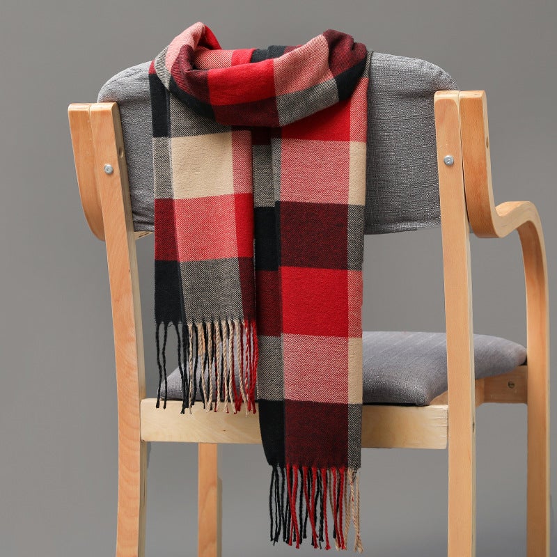 Men'S Plaid Scarf British Plaid Imitation Cashmere Tassel Couple Parent-Child Men'S Scarf - Image 5