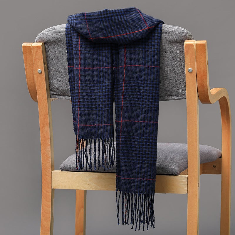 Men'S Plaid Scarf British Plaid Imitation Cashmere Tassel Couple Parent-Child Men'S Scarf - Image 4
