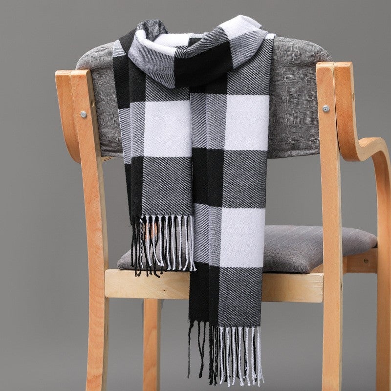 Men'S Plaid Scarf British Plaid Imitation Cashmere Tassel Couple Parent-Child Men'S Scarf - Image 2
