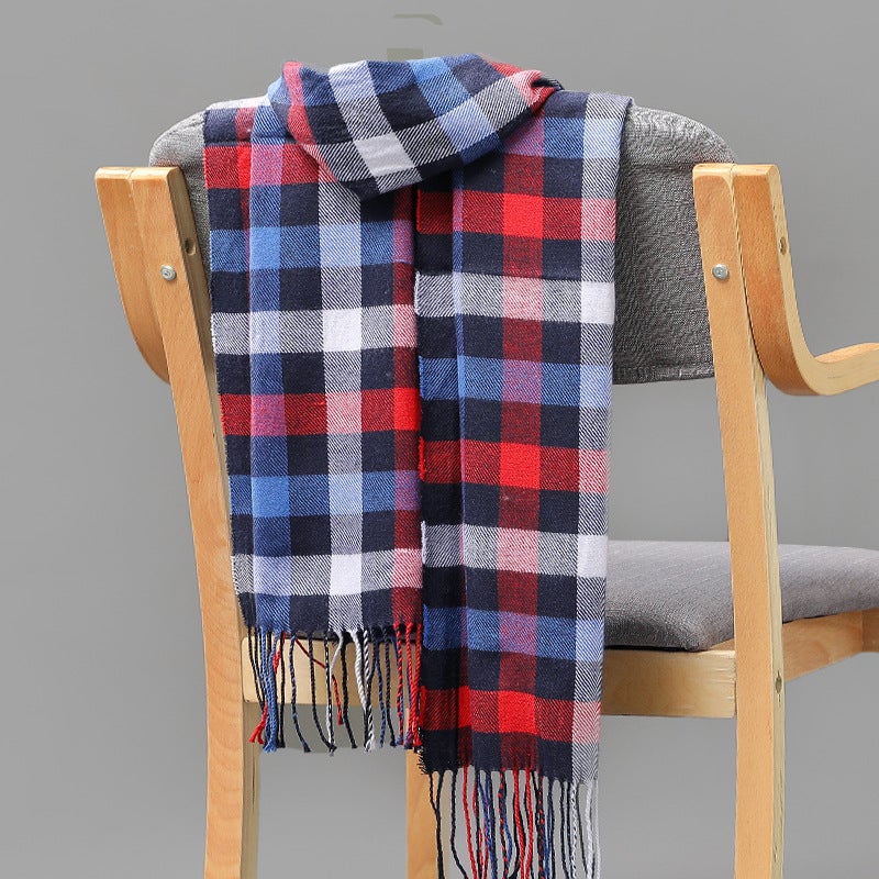 Men'S Plaid Scarf British Plaid Imitation Cashmere Tassel Couple Parent-Child Men'S Scarf - Image 3