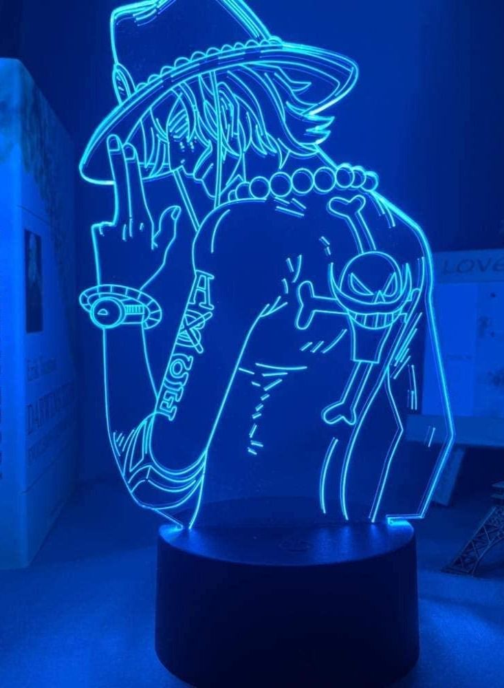 althiqahkey Multicolour 3D Illusion lamp Gift for Kid One Piece Portgas D Ace LED Night Light for Kids Bedroom Decor Japanese Anime Table Lamp Gift Lamp for Home Decoration  - Image 1