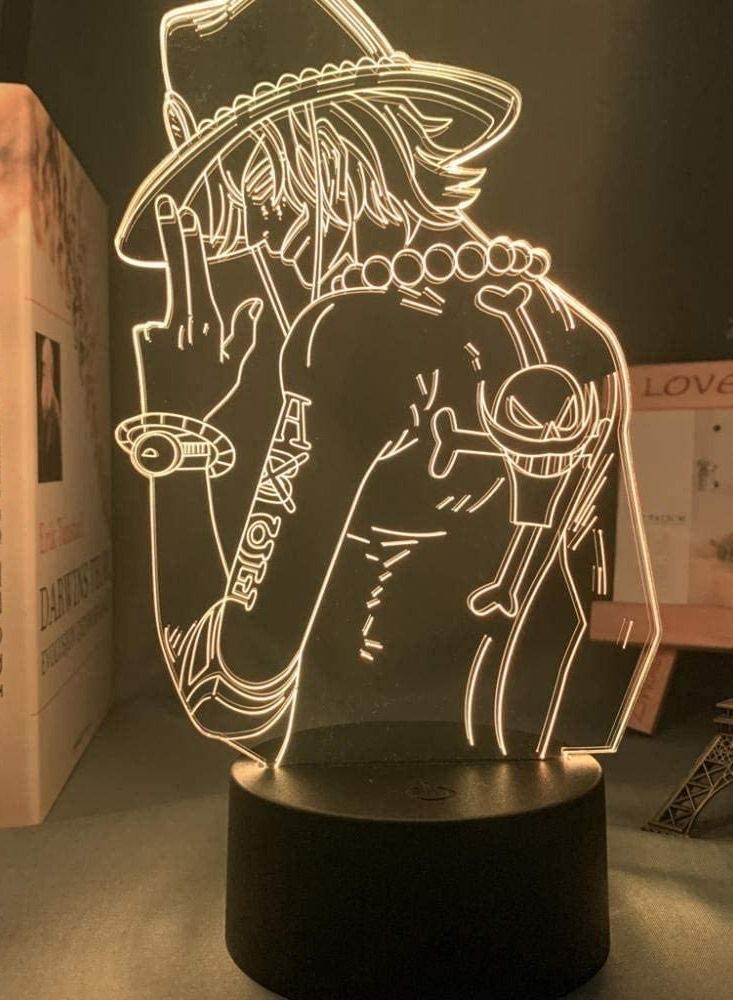 althiqahkey Multicolour 3D Illusion lamp Gift for Kid One Piece Portgas D Ace LED Night Light for Kids Bedroom Decor Japanese Anime Table Lamp Gift Lamp for Home Decoration  - Image 3