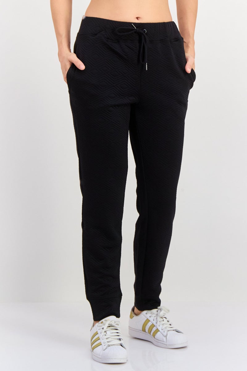 NINE WEST Women Sportswear Fit Textured Training Sweatpants, Black - Image 1