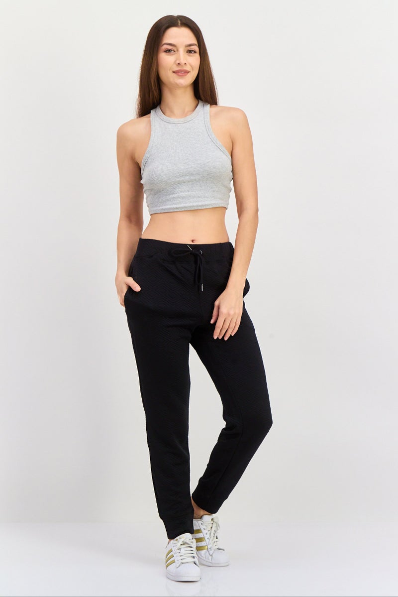 NINE WEST Women Sportswear Fit Textured Training Sweatpants, Black - Image 3