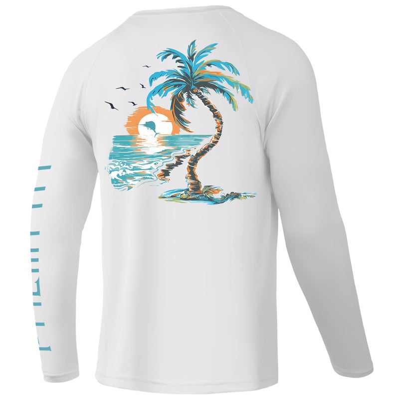 Palmyth Fishing Shirts for Men Long Sleeve UPF 50 T Shirt Sun Protection Tee WhitePalm Eden XL - Image 2